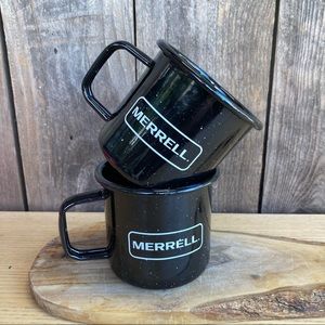 Pair of Merrell camping tin mugs bikepacking hiking